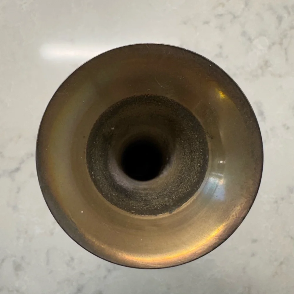 Brass Decorative Vase with Red Inlay - Home Accents